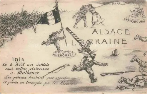 AK / Ansichtskarte MULHOUSE Muehlhausen 68 Alsace La Guerre Alsace Lorraine Schlachtfeld 1. Weltkrieg Kuenstlerkarte