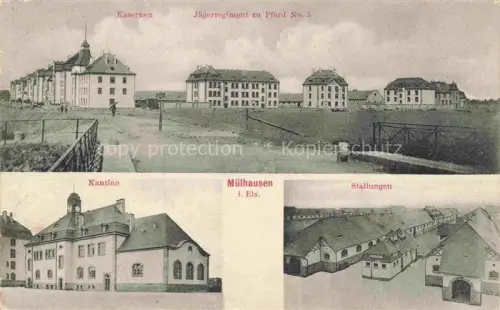 AK / Ansichtskarte Muelhausen Elsass Kasernen Jaegerregiment zu Pferd No. 5 Kantine Stallungen