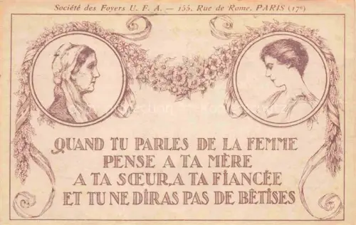 AK / Ansichtskarte PARIS 75 Quand tu parles du la femme.... Société des Foyers U.F.A. Kuenstlerkarte