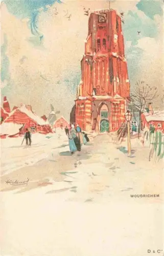AK / Ansichtskarte Woudrichem Noord-Brabant NL Motiv mit Kirche Kuenstlerkarte