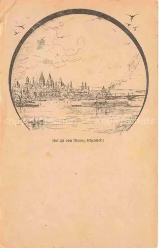 AK / Ansichtskarte MAINZ  Rhein Ansicht Rheinseite Kreisverein Mainz vom Roten Kreuz Kuenstlerkarte Pruefstempel Feldpost