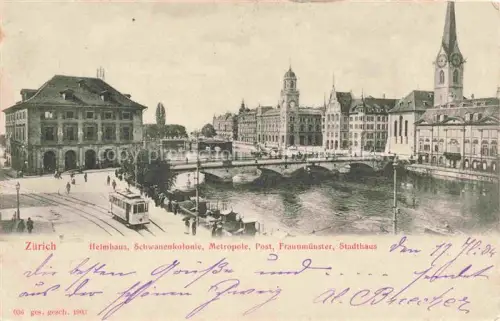 AK / Ansichtskarte STRAssENBAHN Tramway-- Zuerich Helmhaus Metropole Schwarzen Kolonie 
