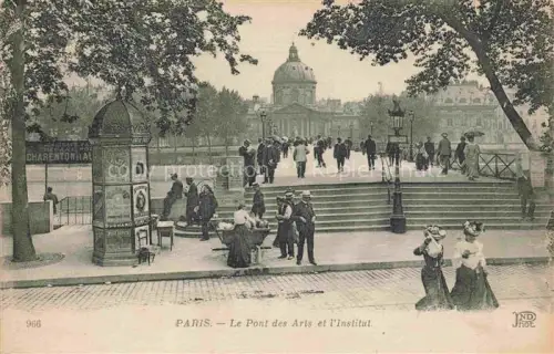 AK / Ansichtskarte Litfasssaeule Werbung Paris le Pont des Arls et l'institut 