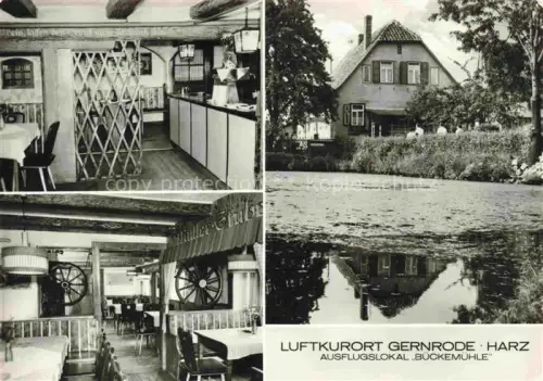 AK / Ansichtskarte Gernrode Harz Ausflugslokal Bueckemuehle Gastraeume Teich