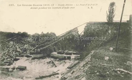 AK / Ansichtskarte Aspach Aspach-le-Haut Oberaspach Thann 68 Haut-Rhin Le Pont d'Aspach detruit pendant les combats d'Aout 1914