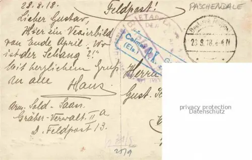 AK / Ansichtskarte Paschendale Paschendaele West-Vlaanderen Belgie Vexierbild von Ende April Soldaten Schlacht von Passchendaele Pruefstempel