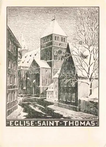 AK / Ansichtskarte Strasbourg  Strassburg 67 Bas-Rhin Eglise Saint-Thomas Dessin de Tim Helmlinger Kuenstlerkarte