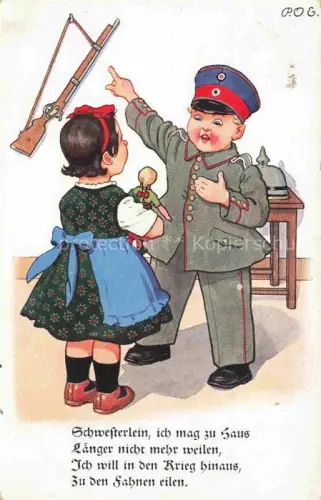 AK / Ansichtskarte POE P.O.E. Engelhard Kuenstlerkarte Kindertage Humor Soldat