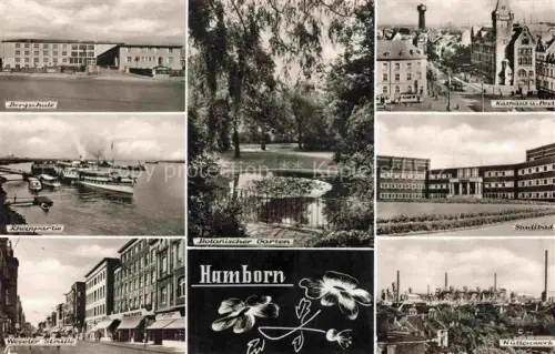 AK / Ansichtskarte Hamborn Bergschule Rheinpartie Weseler Strasse Botanischer Garten Rathaus Post Stadtbad Huettenwerk