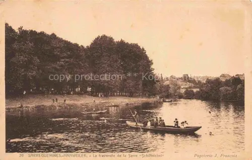 AK / Ansichtskarte Sarreguemines 57 Moselle La traversee de la Sarre Schiffnickel