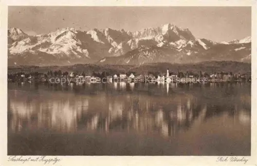 AK / Ansichtskarte Seeshaupt Starnberger See Panorama mit Zugspitze