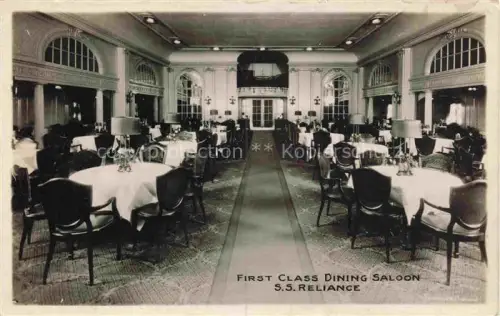 AK / Ansichtskarte Schiffe Ships Navires First Class Dining Saloon S.S Reliance