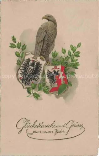 AK / Ansichtskarte Adler Eagle Aigle Aguila-- Neujahrsgruss Litho 
