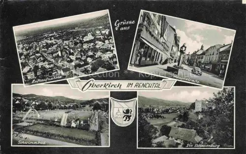 AK / Ansichtskarte Oberkirch Baden Fliegeraufnahme Hauptstrasse Schwimmbad Die Schauenburg
