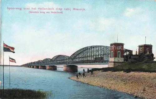 AK / Ansichtskarte Spoorbrug NL Spoorweg over het Hollandsch diep nabij Moerdijk