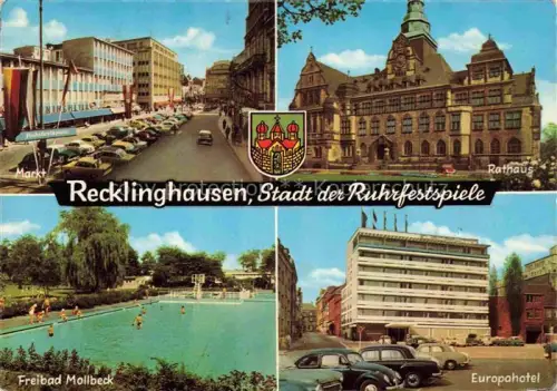AK / Ansichtskarte RECKLINGHAUSEN  NRW Markt Freibad Mollbeck Rathaus Europahotel