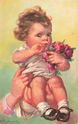 AK / Ansichtskarte FIALKOWSKA_Wally_Kuenstlerkarte Baby Maedchen Litho 