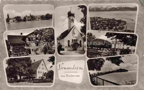 AK / Ansichtskarte Nonnenhorn Bodensee Seeblick Gasthof Engel Weinstube zur Kapelle Nonnenhorn Pension Lanz Bootssteg