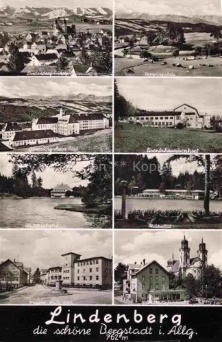 AK / Ansichtskarte Lindenberg Allgaeu Panorama Genesungsheim Ried Waldseehotel Campingplatz Eisenbahnwaisenhort Waldseebad Kath Stadtpfarrkirche