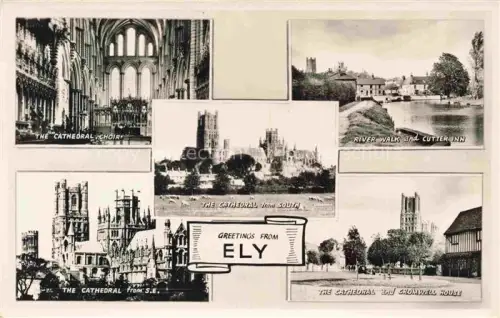 AK / Ansichtskarte Ely  Cambridgeshire UK The Cathedral River Walk and Cutterunn The Cathedral from South Cromwell House