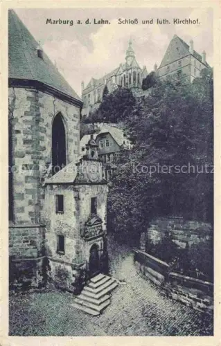 AK / Ansichtskarte MARBURG  LAHN Schloss und luth Kirchhof