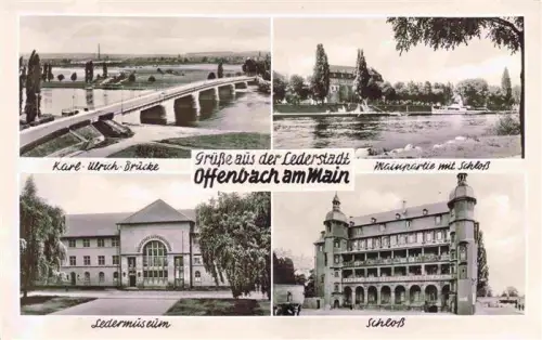 AK / Ansichtskarte OFFENBACH  MAIN Karl Ulrich Bruecke Mainpartie mit Schloss Ledermuseum Schloss