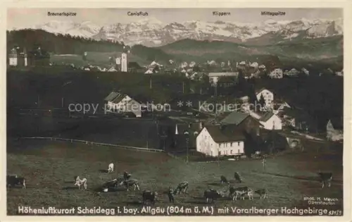 AK / Ansichtskarte Scheidegg Allgaeu Bayern mit Vorarlberger Hochgebirge