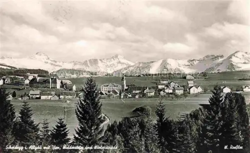 AK / Ansichtskarte Scheidegg Allgaeu Bayern mit Ifen Widderstein und Winterstaude