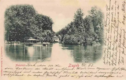 AK / Ansichtskarte ZAGREB Agram Croatia Stadtbezirk Maksimir Partie am Wasser
