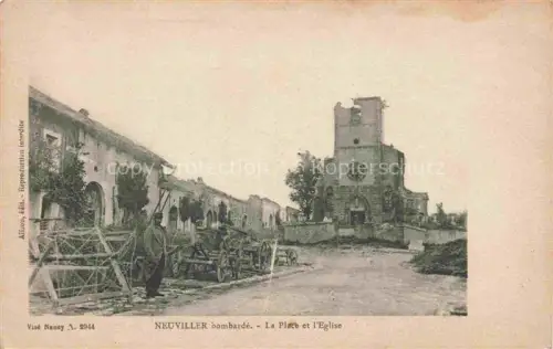 AK / Ansichtskarte Neuviller-les-Badonviller Luneville 54 Meurthe-et-Moselle Ville bombardée Place et l'église Ruines Grande Guerre Truemmer 1. Weltkrieg