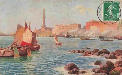 AK / Ansichtskarte GENOVA Genua Liguria IT Partie am Hafen Kuenstlerkarte