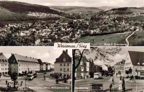 AK / Ansichtskarte Weidenau Huettental Siegen NRW Panorama Blick vom Giersberg Haardterbruecke Wilhelmstrasse Stadtmitte