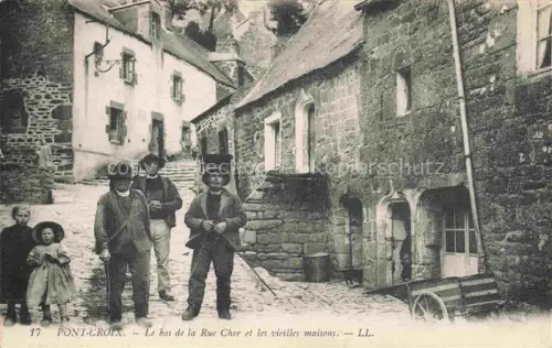 AK / Ansichtskarte Pont-Croix Quimper 29 Finistere Le bas de la Rue Cher et les vieilles maisons
