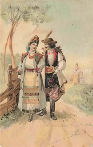 AK / Ansichtskarte Serbija Serbien Junges Paar Kuenstlerkarte