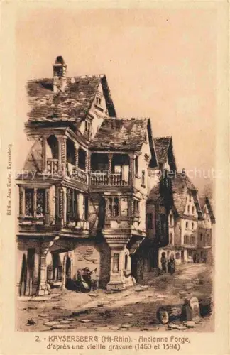AK / Ansichtskarte Kaysersberg Kaisersberg Alsace 68 Haut Rhin Ancienne Forge d'après une vieille gravure Kuenstlerkarte