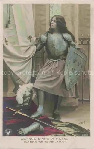 AK / Ansichtskarte REIMS 51 Marne Jeanne d'Arc à Reims Sacre de Charles VII Kuenstlerkarte
