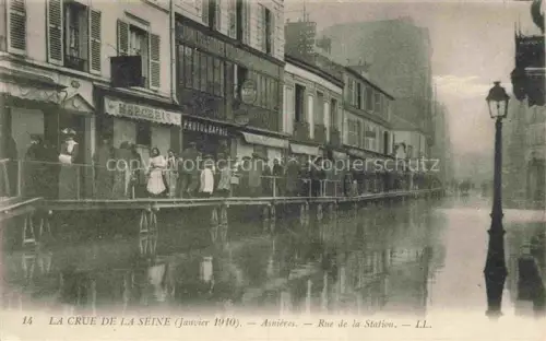 AK / Ansichtskarte ASNIERES  92-SUR SEINE Hauts-de-Seine La crue de la Seine Janvier 1910 Rue de la Station
