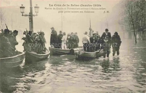 AK / Ansichtskarte MAISON-ALFORT MAISONS-ALFORT Creteil 94 Val-de-Marne La Crue de la Seine Janvier 1910 Marine du Guerre et Pontonniers pour porter secours aux habitants