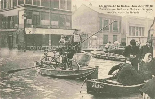 AK / Ansichtskarte PARIS 75 La Crue de la Seine Janvier 1910 Pontonniers sur Bachots Marins sur Youyous vont au recours des Sinistrés