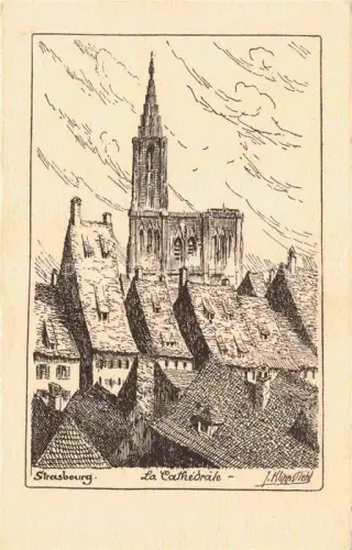 AK / Ansichtskarte Strasbourg  Strassburg 67 Bas-Rhin La Cathédrale Klippstiehl Kuenstlerkarte