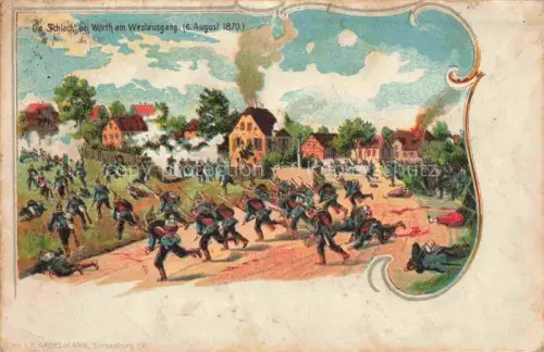 AK / Ansichtskarte Woerth  Sauer Froeschweiler Foeschwiller 67  Bas-Rhin Schlacht bei Woerth am Westausgang August 1870 Kuenstlerkarte