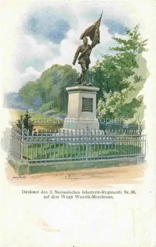 AK / Ansichtskarte Morsbronn-les-Bains Bad 67 Bas-Rhin Denkmal des 2. Nassauischen Infanterie-Regiments Nr. 88 Kuenstlerkarte