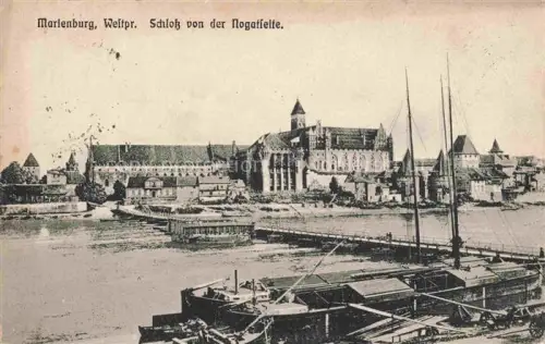 AK / Ansichtskarte Marienburg   Westpreussen MALBORK PL Blick zum Schloss von der Nogat aus Pruefstempel