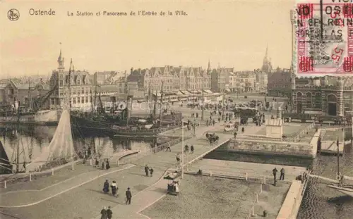 AK / Ansichtskarte OSTENDE Oostende West-Vlaanderen Belgie La Station et panorama de l'entrée de la ville