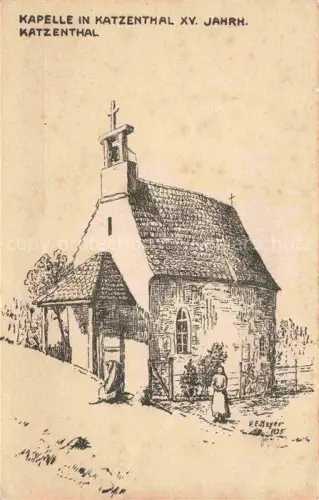 AK / Ansichtskarte Katzenthal Ribeauville 68 Haut-Rhin Kapelle XV. Jhdt. Zeichnung P.E. Meyer Kuenstlerkarte