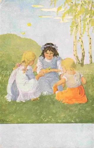 AK / Ansichtskarte SCHENKEL Franziska Kuenstlerkarte Fruehlingsboten Serie 9/153 Kinder Maedchen Litho