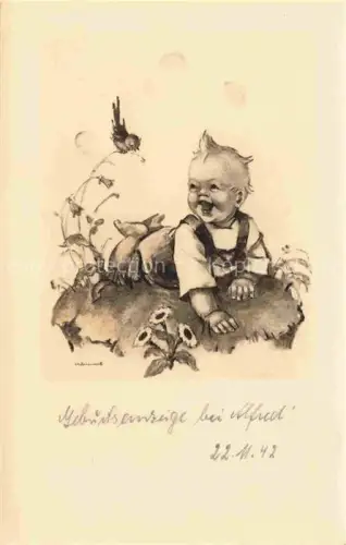 AK / Ansichtskarte HUMMEL F. Kuenstlerkarte Nr. Kind Enfant Vogel 