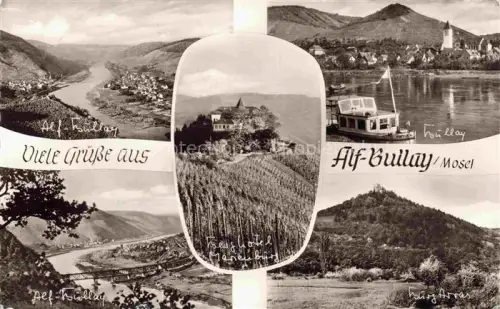 AK / Ansichtskarte Alf Bullay Mosel Panorama Teilansichten Berghotel Marienburg Burg Arras