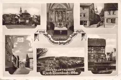 AK / Ansichtskarte Kirch-Brombach Kirchbrombach Odenwald Hessen Kirche Inneres Altar Ortspartien Panorama Fachwerkhaus Brunnen