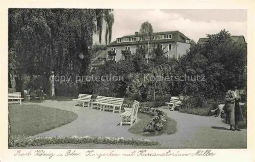 AK / Ansichtskarte Bad Koenig Odenwald Hessen Kurgarten mit Kursanatorium Mueller